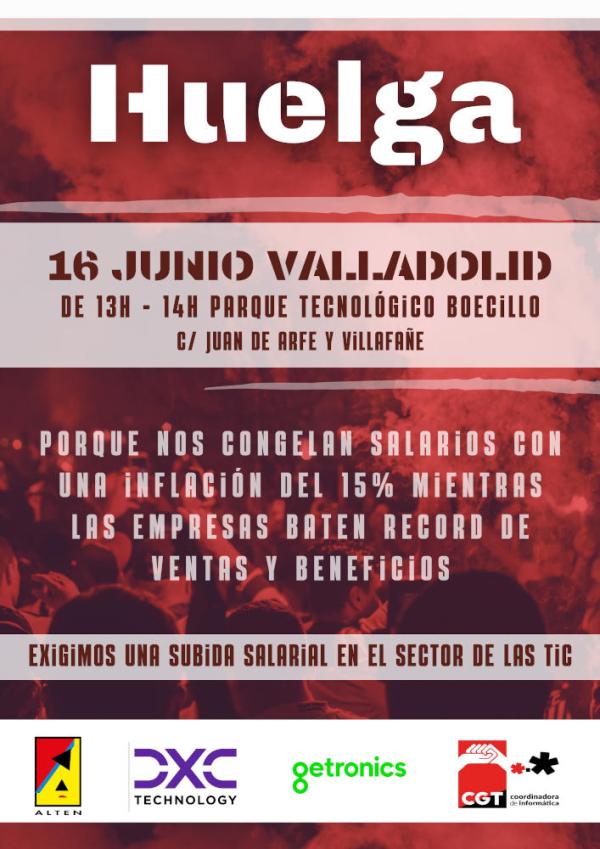 Cartel Valladolid Huelga TIC 16J